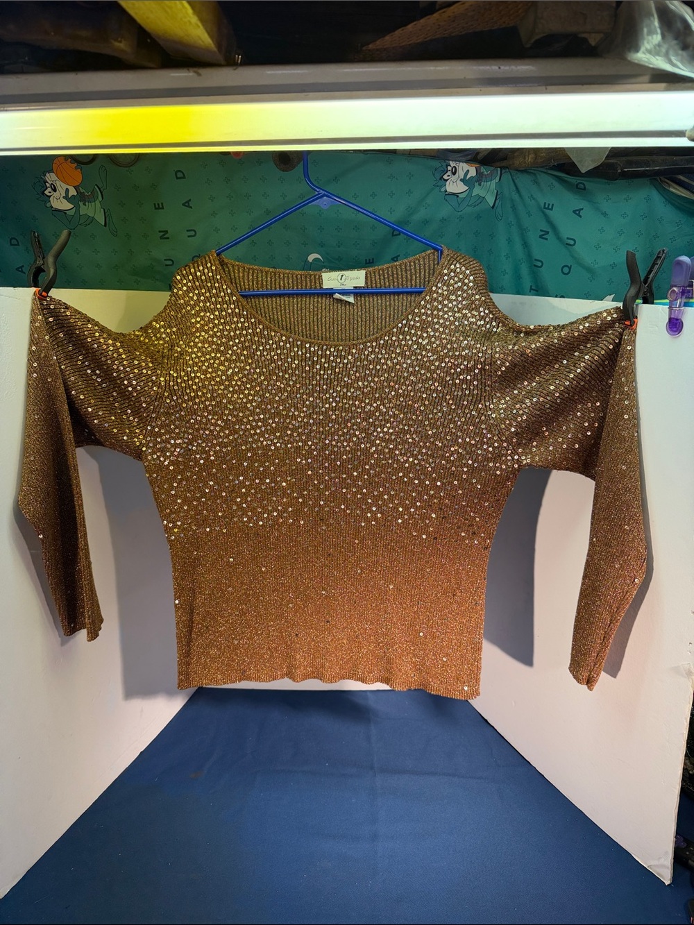 Sparkle Knit Boatneck Top in Bronze By Once Again